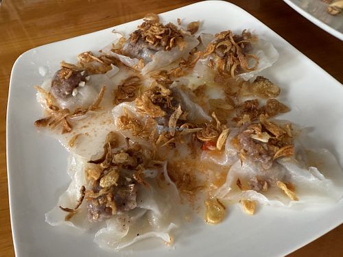 Rose Dumplings. We think it was taro on top and inside. Great flavor and texture    at Minh Kien Vegetarian Restaurant in Hoi An