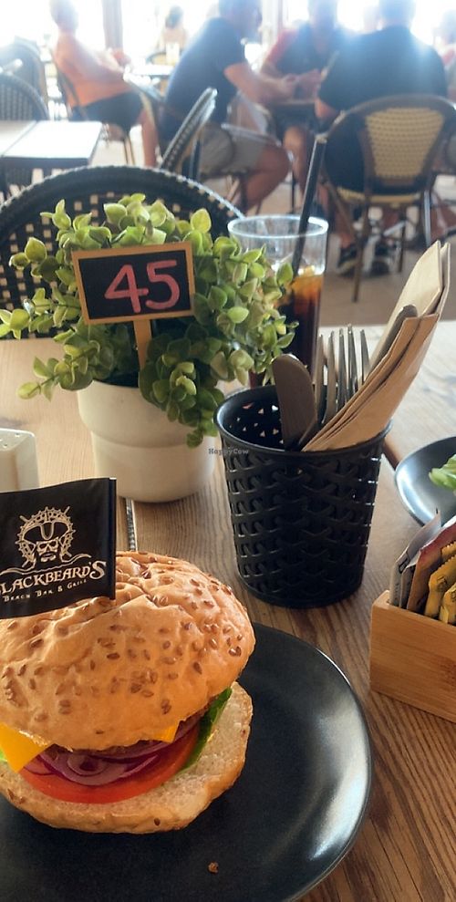 Vegan burger  at Blackbeards Beach Bar & Grill in Mallorca