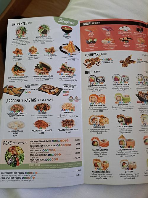 Menu at Sushi Senpai in Zamora