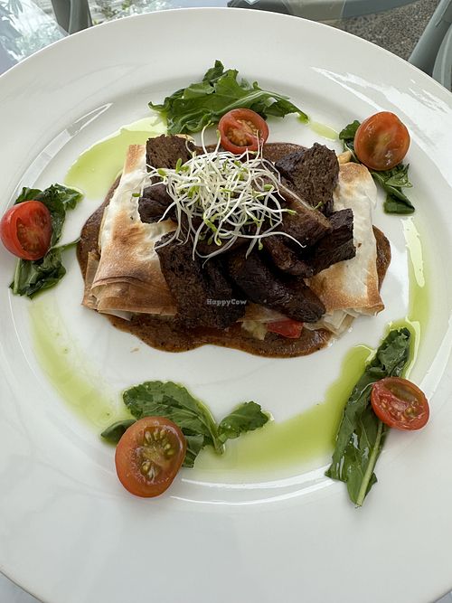 Seitan, puff pastry with a chickpea/hummus like filling   at La Conception  in Valparaiso