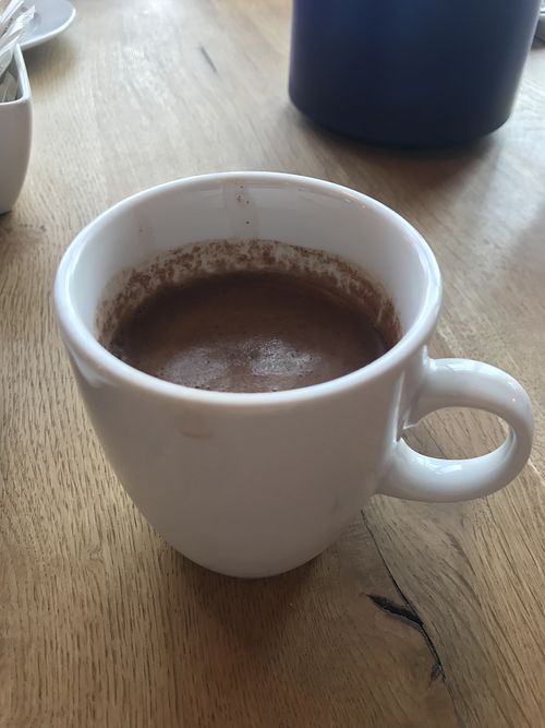 Chocolate with oat milk (not on the menu, but just ask)  at Hof Bartels in Rade