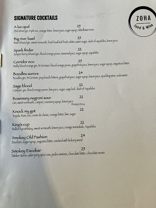 Cocktails  at Zoha in Sydney