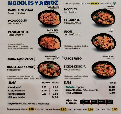 Menú (parte veganizable) at PadThaiWok in San Sebastian