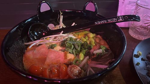 Ramen with sesame broth and tofu  at Neon Ramen  in Everton Park