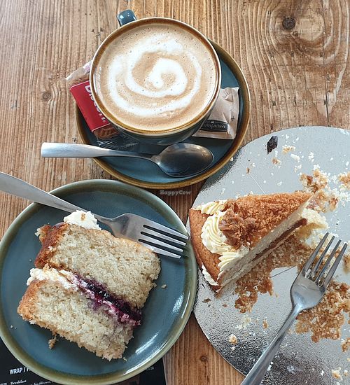 Black currant sponge cake and biscuits cake at Common Meeple Board Game Cafe in Swansea