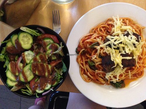 Spaghetti and 'meat'balls at Suzy Spoon's Vegetarian Butcher in Marrickville