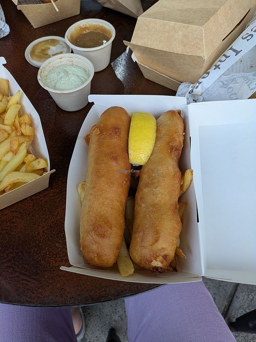 Fish and chips at Suzy Spoon's Vegetarian Butcher in Marrickville