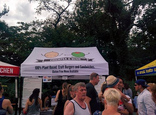 Good crowd at Smorgasburg  at Chickpea & Olive in Brooklyn