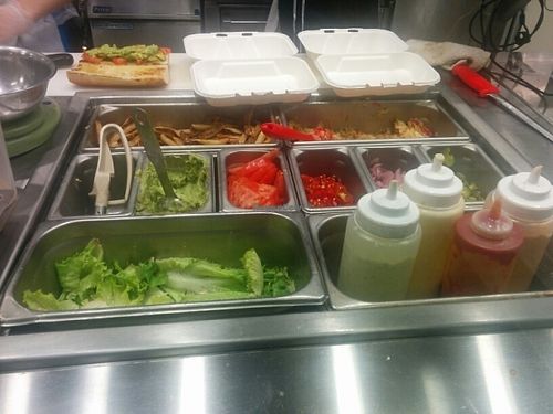 sandwich fixings at Chickpea & Olive in Brooklyn