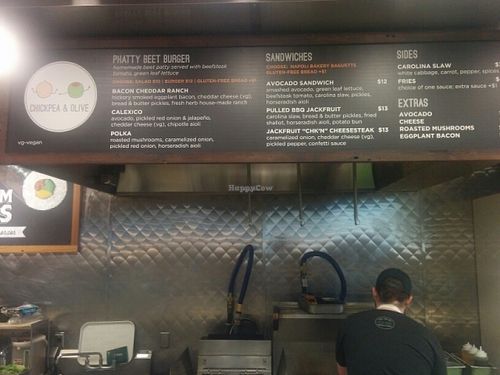 menu board at Brooklyn Whole Foods Market location at Chickpea & Olive in Brooklyn