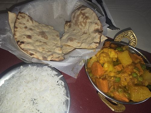 Veggie Masala, Vegan Roti, Rice at Royal Indian in Auburn