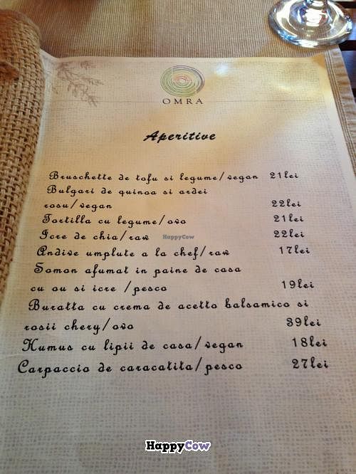 Omra Elisa appetizers at Omra Elias in Bucharest