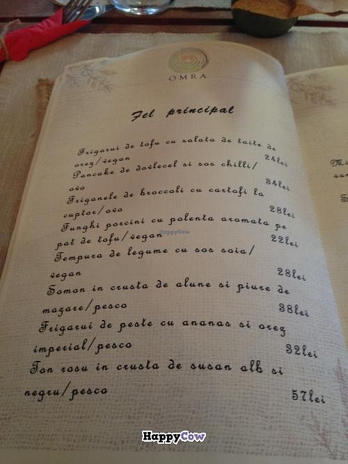 Omra Elias main course menu at Omra Elias in Bucharest