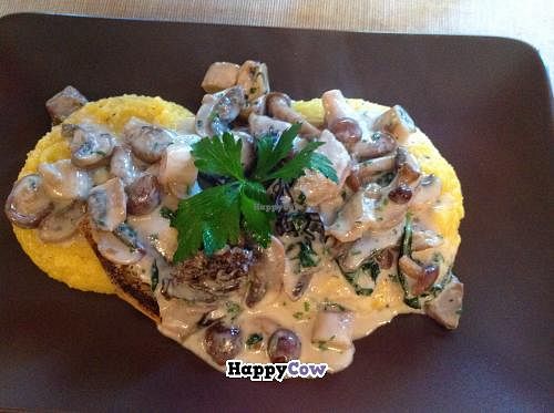 Omra Elias porcini mushrooms with tofu and polenta at Omra Elias in Bucharest