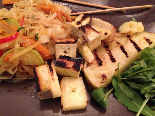 burnt tofu skewers at Omra Elias in Bucharest