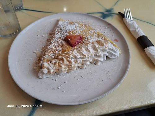 Tres Leches Crepe (non-vegan version is photo) at Crepe Haus + El Compadre in Kennewick
