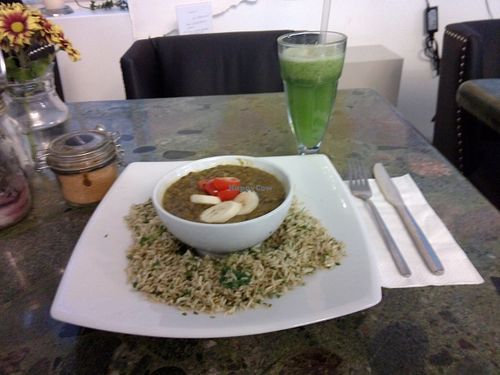 bowl with lentils and rice plate at The Hive in West London