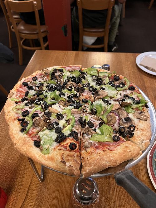 Vegetarian pizza sub vegan cheese  at Giovanni's Restaurant and Bar in Mammoth Lakes