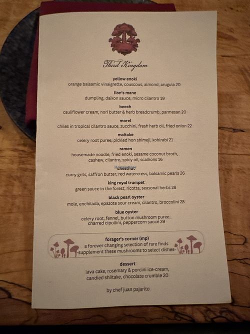 Menu  at Third Kingdom in New York City