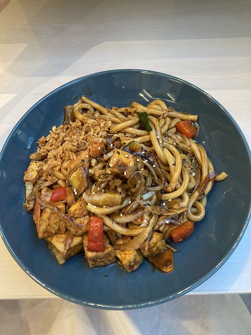 Teriyaki udon noodles with tofu   at Han Food in Plzen