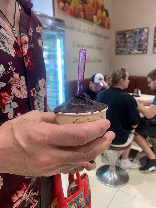 Dark chocolate fondante gelato at Vegan Food Tour Ortigia in Siracusa