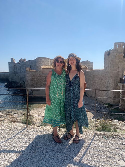 Lyn & Maddie at the Castle at Vegan Food Tour Ortigia in Siracusa