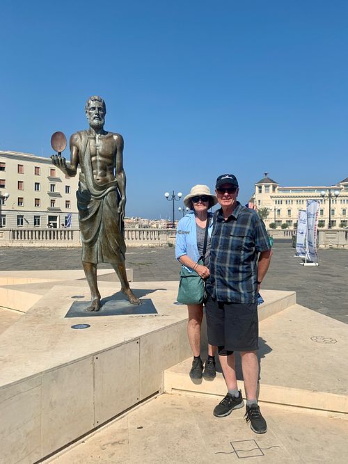 Claire & Jay with Archimedes at Vegan Food Tour Ortigia in Siracusa