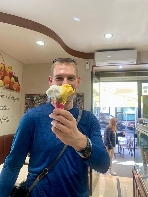 Can't decide which flavor? Don't, just get both! - April 2024 at Vegan Food Tour Ortigia in Siracusa