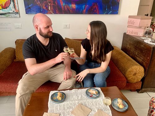 Cin Cin! Sweet wine paired with Sicilian cannoli - April 2024 at Vegan Food Tour Ortigia in Siracusa