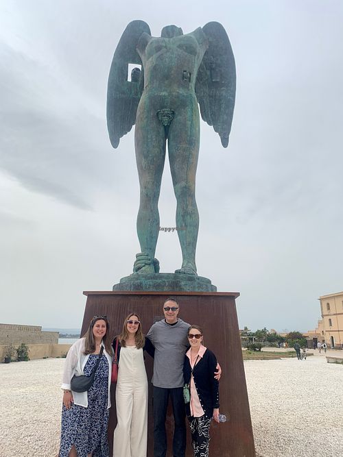 We were all perplexed by the statue! 😂 - March 2024 at Vegan Food Tour Ortigia in Siracusa