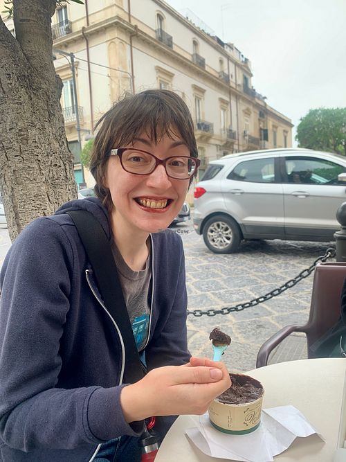 Vegan gelato = big smile - April 2024 at Vegan Food Tour Ortigia in Siracusa
