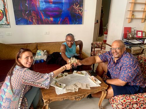 Moscato wine pairs perfectly with the vegan cannoli! - May 2024 at Vegan Food Tour Ortigia in Siracusa