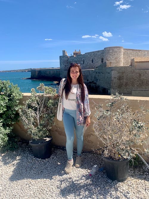 Overlooking the castle - May 2024 at Vegan Food Tour Ortigia in Siracusa