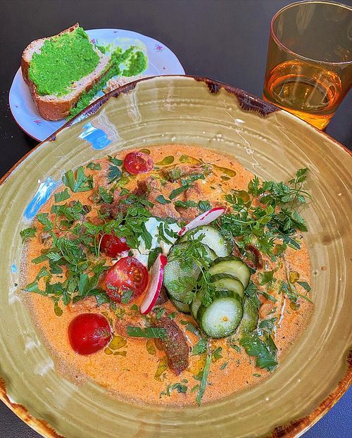 Soya stroganoff with mashed potatoes  at Ravintola Lohtu in Helsinki