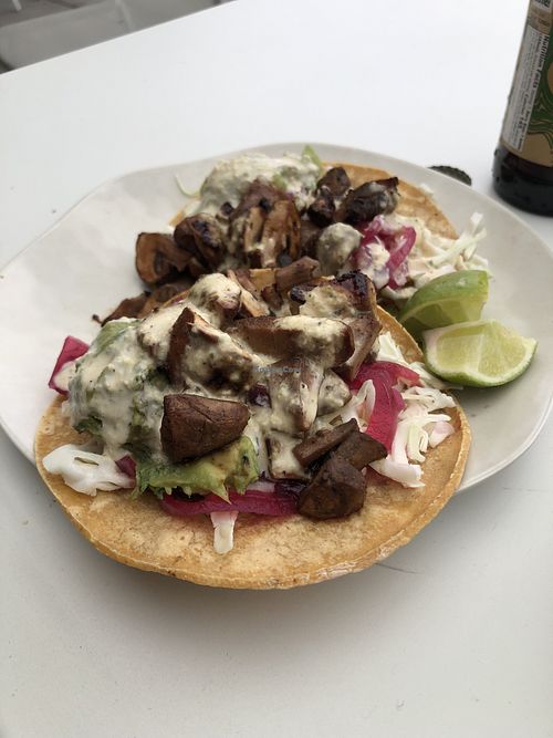 Mushroom tacos  at Veggie Grill by Next Level - University Village in Seattle