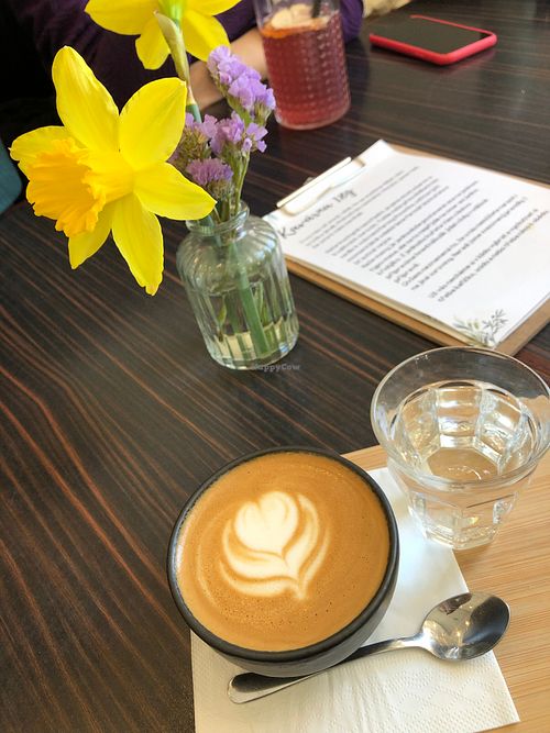 Oat milk flat white at Kavárna 18g in Marianske Lazne