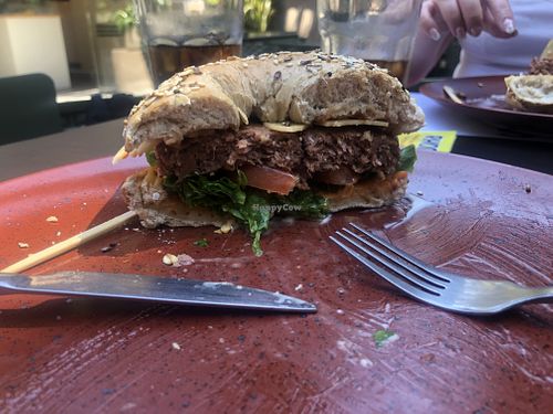 Side view of the bagel  at Estrella Rhodes in Rhodes