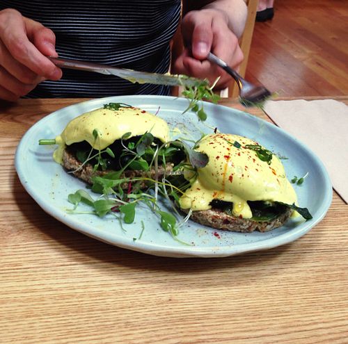 mushrooms Benedict  at Little Bird Organics - Kingsland in Auckland