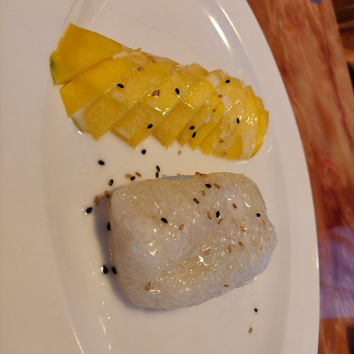 Vegan mango sticky rice dessert option at Sushi Thai in Hermitage