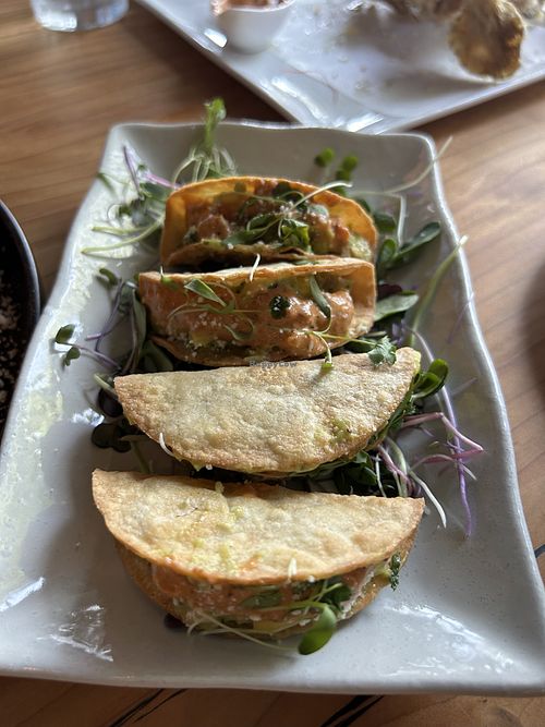 Mushroom tacos starter   at Buddha Belly Burger in Sacramento