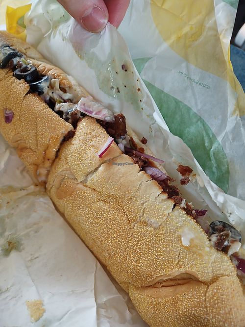 Vegan steak sub with added hash browns at Subway - Parkgate St in Dublin