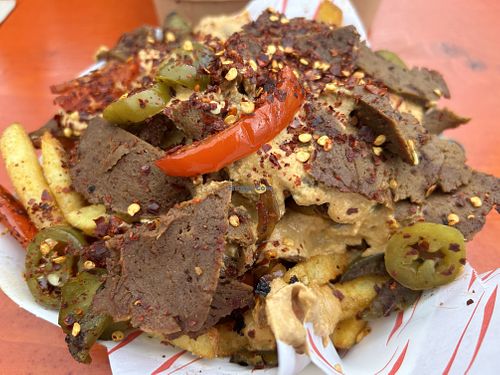 Philly steak chilli dirty fries  at Herbivorous Spark   in York