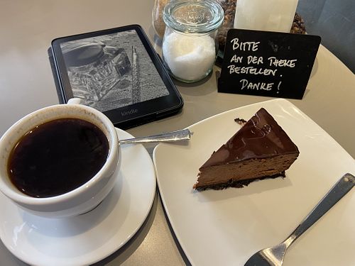 Choccie cake and americano  at PYC Cheese Cake & Gallery in Dusseldorf
