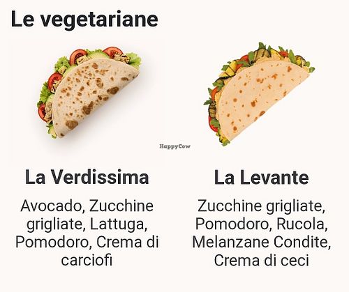 Piadine vegane sul menu at La Piadineria in Catania