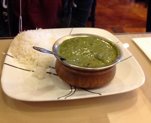 Saag paneer w/ aloo (dairy dish; not vegan) at Madras Ananda Bhavan in Phoenix