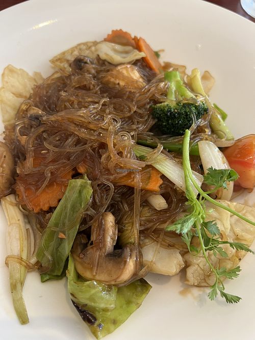 Noodle stir fry   at Charm Thai Eatery in San Mateo