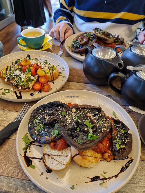 Garlic mushrooms and beans on toast. at Bean & Brunch in Albury