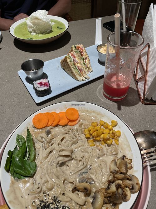 Pad Thai, Green Curry and veganised sushi (sandwiches not vegan)  at Lush - The Café in Guwahati