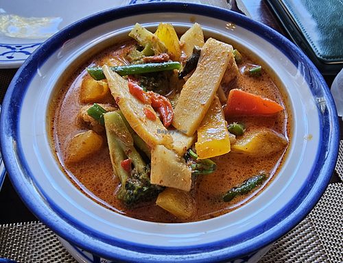 Thai red vegetable curry (we chose hot) at Black Cat Restaurant in Shanklin