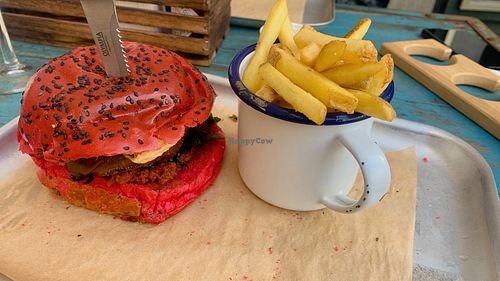 Saitan burger + fries at BrewDog - Friedrichshain in Berlin